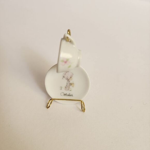 Enesco Precious Moments Porcelain Miniature Plate and Cup of The Month October - Picture 1 of 5